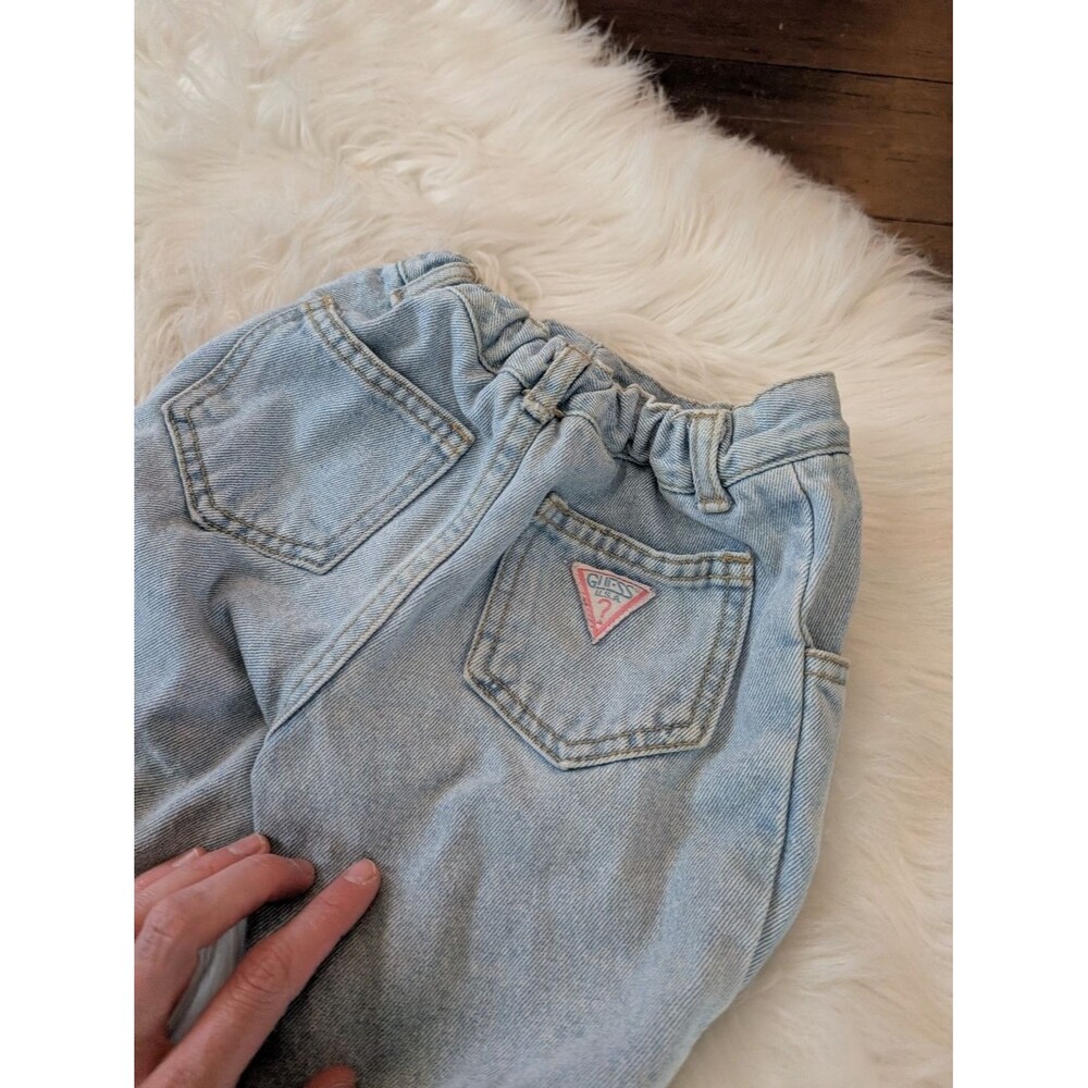 Vintage 90s Baby Guess Light Wash Denim Jeans Snap Button Side Zip 2T - Picture 5 of 10